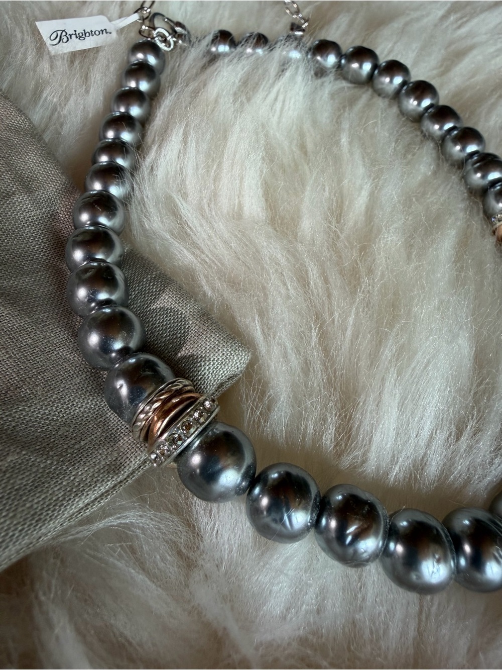 Brighton Neptune's Rings Gray Pearl Short Necklace NWT - Picture 2 of 4